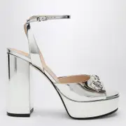 [GUCCI] Silver Lady Horsebit High sandal 40 IT Metal