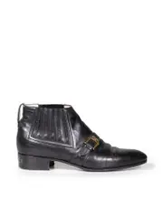 Black Leather Lasercut Detail Chelsea Boots