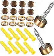 Cabilock 16 Sets Self-Tapping Screw Set Screws Decorative S for Dome Mounting Glass Hardware Mirror Caps Hardware for Glass Furniture Mirror Nails Dark Brown Copper