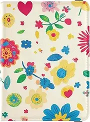 [Amooorous] Vivid Flowers Leather decorative cute passport holder Vaccine Case Protector Cover Wallet Passport Holder Waterproof, vivid flowers, 1 size
