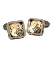 [Declic] Gear Square Cufflink in Gunmetal