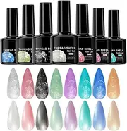 Pearl Gel Polish | 7.5ml Pearlized Nail Polish Gel Set of 8,Multi-color Manicure Accessories for Beginners Enthusiasts Professionals