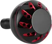 Fishing Reel Handle Knob, Metal Knob with Locking Screws, Two Bearings, for S/D/A Fishing Reel (Black Red)
