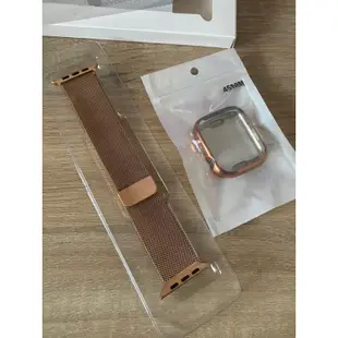 YOMIX Apple Watch 8 玫瑰金錶帶+錶保護套45mm