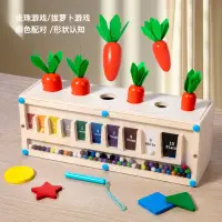 在飛比找蝦皮商城精選優惠-🌈兒童木製蒙氏磁性運筆数字迷宮拔蘿蔔形狀顏色配對智力盒益智玩
