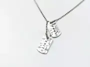 Paul Smith Men's Hammered 925 Sterling Silver Dog Tag Necklace RRP: £230