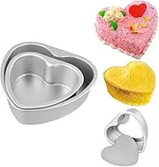 MUYIBENMU Heart Shaped Cake Pan Set, 2-Pack Springform Aluminium Cake Pans with Removable Bottom, for Valentine's Day（7inch/8inch