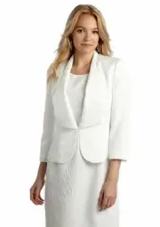 NEW KASPER IVORY WHITE JACQUARD CAREER JACKET SIZE 6 $99
