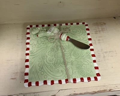 Mud Pie Reindeer Cheese Plate 2 Piece Set