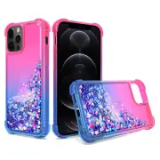 Shiny Flowing Glitter Liquid Bumper Case For APPLE IPHONE 13 PRO MAX In Pink