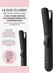 [L'ANGE HAIR] Le Duo Standard 360° Airflow Styler | 2-in-1 Curling Wand & Titanium Flat Iron Hair Straightener | Professional Hair Curler with Cooling Air Vents | Dual Voltage & Adjustable Temp (Black)
