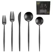 Matte Black Silverware Set for 4, 20 Pieces Stainless Steel Flatware Set，Kitc...