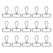 15Pcs Swivel Clasps, 1.25" D Ring Lobster Claw Push Gate Snap Hooks, Silver