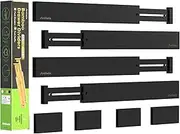 ANTOWIN Bamboo Drawer Dividers Organizers, Drawer Separators Splitter, 43-56cm Long Adjustable Spring-loaded Organizer for Large Utensil, Clothes, Tools Drawers (Black)