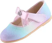 [EIGHT KM] Toddler Girls Dress Shoes Mary Jane Princess Wedding Ballet Flats Shoes EKM7063 Sparkly Glitter Crown