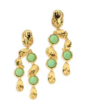 Alexis Bittar Brut Reconstituted Mojave Turquoise & Hammered Disc Chandelier Earrings in 14K Gold Plated