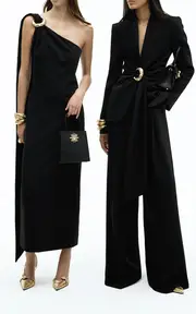 [Zuhair Murad] Brooch-Detailed Cady Midi Scarf Dress