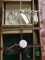Rae Dunn MERRY CHRISTMAS & FA LA LA Cheese Cutting Boards With Knives HTF NEW