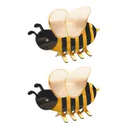 2PK Urban Bee Claw Clip Crab Clamp Women's Hair Barrette Accessory Black/Yellow