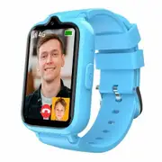 4G Smart Watch with GPS Tracker for Kids Age 5-12,Kids Cell Phone Watch with Video Call Voice Chat Alarm Clock SOS Camera Math Game-Blue