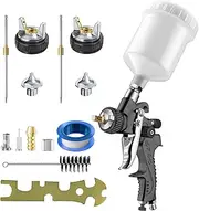 HVLP Air Spray Gun with 0.8/1.0 mm Nozzles, Mini Automotive Air Paint Sprayer Gun Kit, Car Paint Gun Sprayer, Paint Gun with 125cc Capacity Cup for Auto Paint, Primer, Varnish and Top Coat（Black）