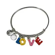 Alex and Ani Rainbow Pride Bracelet Multi Colored Enamel Love Letters Charms New