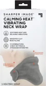 SHARPER IMAGE Calming Heat Vibrating Neck Wrap Personal Electric Heating Pad–NIB