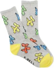 K. Bell Kid's Balloon Dogs Socks 1 Pair, Grey Heather, Kid's 7-8.5 Shoe