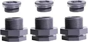 QuQuyi 1/2 Inch PVC Bulkhead Water Tank Connector Adapter Fitting with Plugs Thru-Bulk Pipe Fitting for Rain Barrels, Aquariums, Ponds(Set of 3)