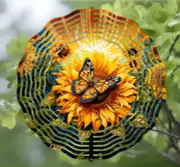 Sunflower and Butterfly 10" Wind Spinner