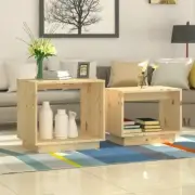 Nesting Coffee Tables Set of 2 Solid Pine Wood Modern Design