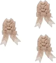 Healeved 3sets Handmade Flax Bows Decorative Patches for DIY Craft Bow Embroidery Accessory Set 4pcs*3