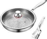 Titanium Hammered Pan Pro, Titanium Hammered Cookware, Pure Titaniums Nonstick Frying Pan, 5 Layer Fast Heating, All Stovetop & Oven Safe (30 cm (with lid))