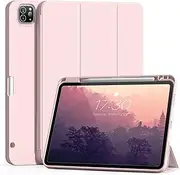 Aoub Compatible for iPad Air 13 Inch Case (M3/M2) 2025/2024 with Pencil Holder, for iPad Pro 12.9 Case 6th/5th/4th Generation 2022/2021/2020, Trifold Stand Protective Cover (Pink)