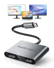 USB C to Dual HDMI Adapter, Type C to HDMI Splitter for Dual Monitors Extende...