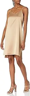 [Halston Heritage] Womens TCS052088T Sleeveless Double Strap Satin Slip Dress Sleeveless Dress - Beige