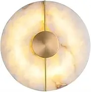 YPDTSNGV Modern Simple Marble Round Wall Light, 12 W LED Light Source Porch Farmhouse Lighting Fixture, Nordic Bedroom Bedside Brass Wall Sconce, for Bedroom Living Room Study Room Wall Mounted Lamp
