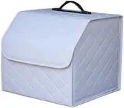 ATATHXHQay Car Trunk Organizer Box Large Capacity Auto Multiuse Tool Storage Bag Trunk Storage Leather Folding Box for Car Stowing Tidying(S White)