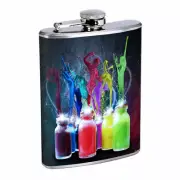 Rainbow Dance Art Em1 Flask 8oz Stainless Steel Hip Drinking Whiskey