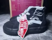 Vans Toddler SK8 Metallic Flame Black/Silver Hi Zip Sneakers Size 4 VN000XG57US