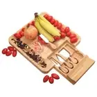 Serving Tray With Square 13'' Bamboo Cutting Cheese Board And Knife Set Wooden