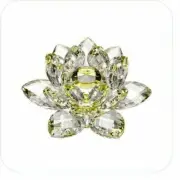 5" Yellow Hue Reflection Crystal Lotus Flower FengShui Home Decor with Gift Box