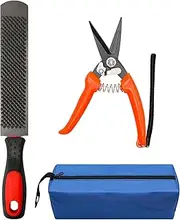 8 inch Farrier Tool Kit (3PCS), Coldairsoap Goat Hoof Trimmers with 1PCS Metal Shears, 1PCS Double-Side Long Handle Rasp, 1PCS Blue Storage Bag, Hoof Rasp File for Goat Sheep, Alpaca, Lamb, Pig