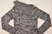 women's Allyson Whitmore sweater size PL gray/black design cowl neck long sleeve