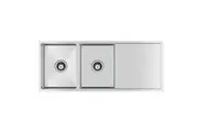 AGUZZO Stainless Steel Kitchen Sink - 1160mm Double Bowl with Drainer - Top/Under Mount