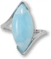 [JewelryWeb] 925 Sterling Silver Rhodium Plated Marquise Larimar Ring 22.5mm X 10.0mm Marquise Shaped Band is 2mm Wid Jewelry for Women - Ring Size Options: 6 7 8 9