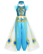 Blue Sparkle Jasmine Aladdin Girls Costume