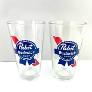 Pabst Blue Ribbon PBR Beer Pint Glass 16 oz “Bushwick” Brooklyn (2)