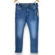 NEW Buffalo David Bitton Max-X Skinny Stretch Jeans Mens 32 Authentic Worn Blue
