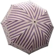 Women's Striped Three Folding Umbrella UV Protection Sun Umbrella,Purple